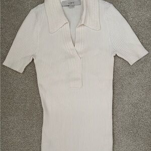 LOFT Cream V-Neck Sweater